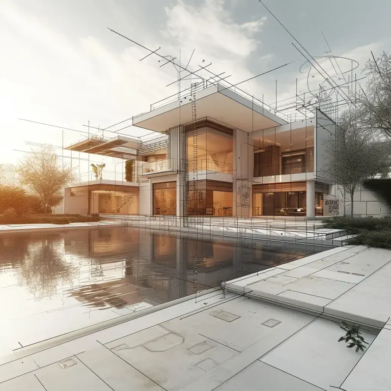 Architectural blueprint of a luxury villa