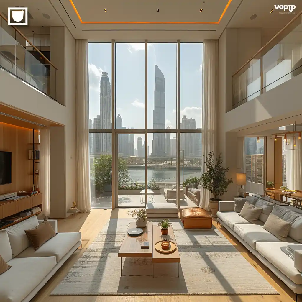 Top Dubai's Interior Design, An elegant and luxurious villa interior in Dubai, showcasing a blend of traditional and modern design elements